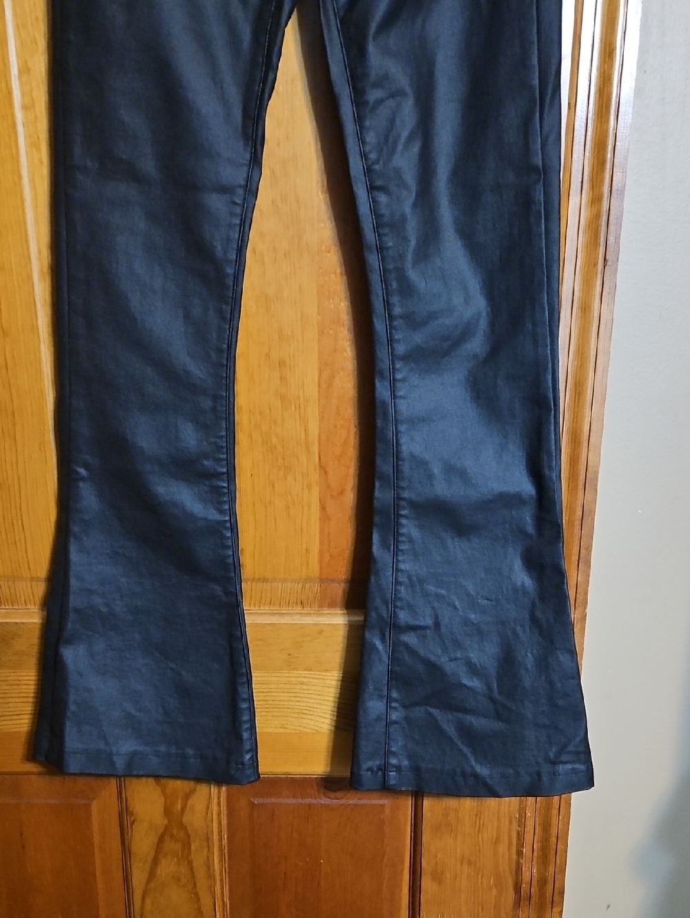 NWOT edikted Luna Black Faux Leather High-Rise Flare Jeans - Picture 4 of 13